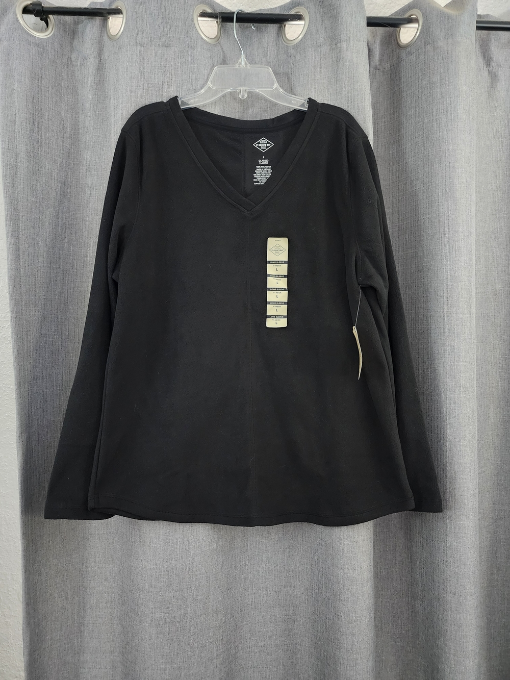 NWT St. John's Bay Black V-Neck Long Sleeve Top